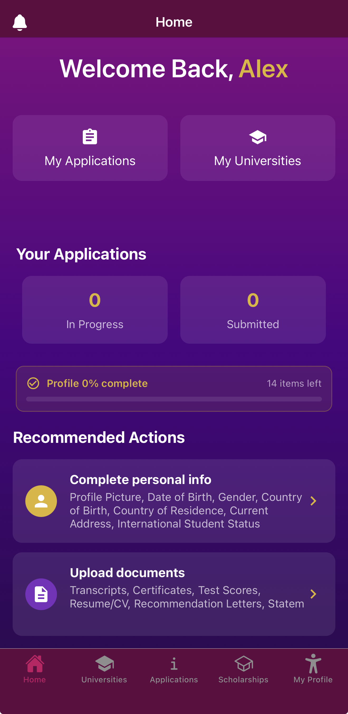 Smutsail home screen showing applications dashboard